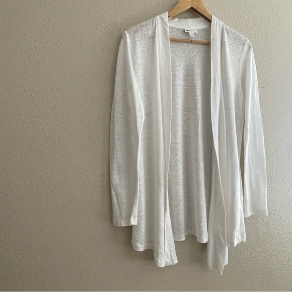 J. Jill Love 100% Linen‎ White Open Front Lightweight Cardigan - Picture 1 of 10